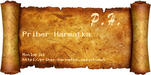 Priher Harmatka névjegykártya